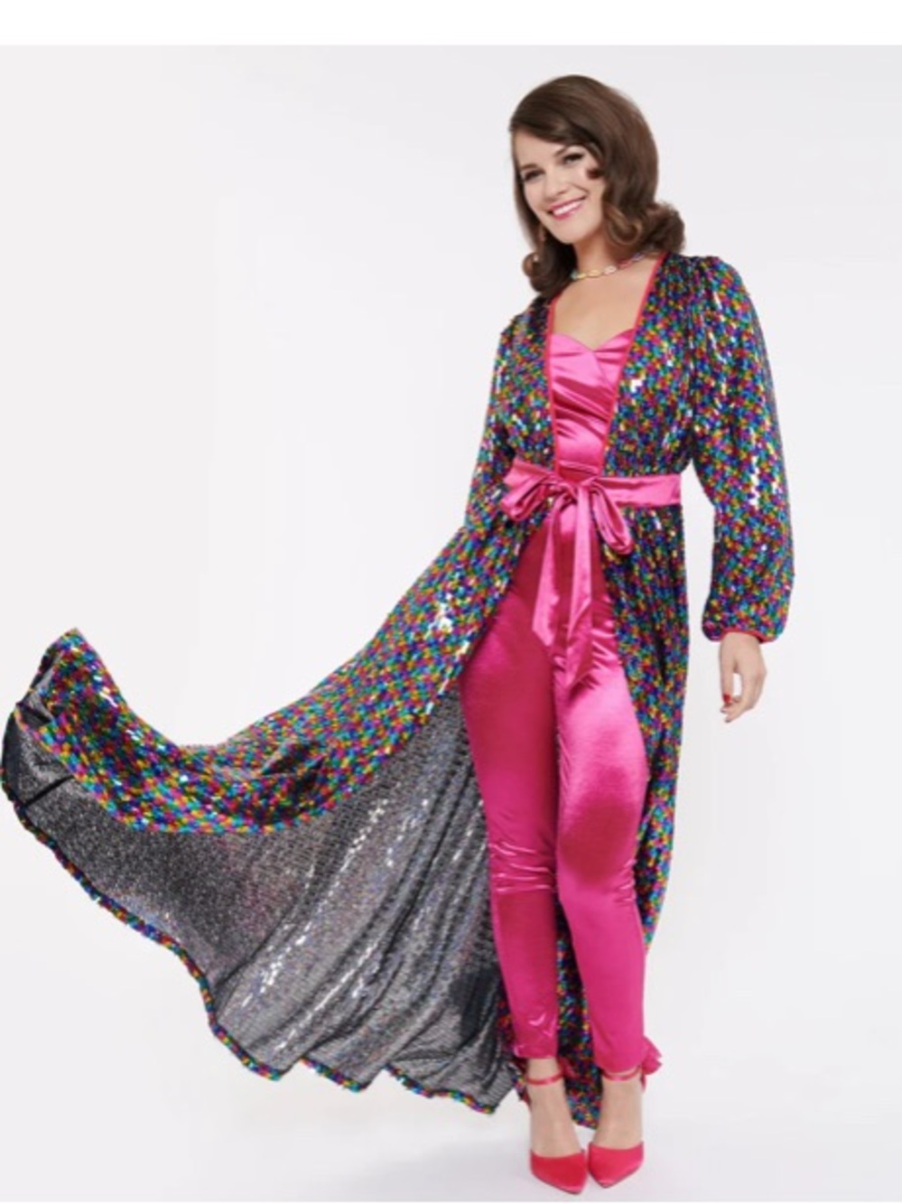 Vibrant Rainbow Sequin Duster Sz Small